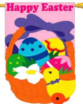 Happy Easter Basket Applique Estate Flag | 30x44"