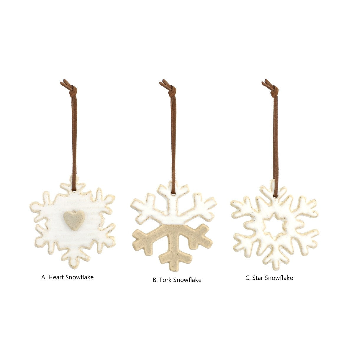 STONEWARE SNOWFLAKE ORNAMENT, 3 styles | 3" (sold separately)