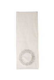 Cotton w/Appliqued Felt & Pearl Beads Wreath, Cream | 14 x 6'