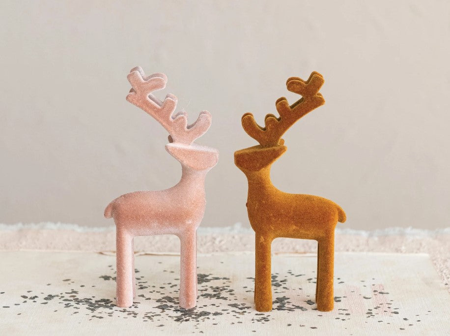 Flocked Reindeer Ornament