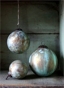 Aqua Vintage Glass Round Ornament | 3 SIZES