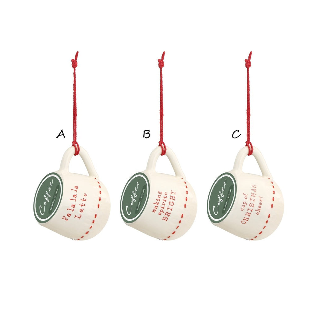 Red & White Coffee Pod Mug Ornament, 3 Styles | 2.5" (sold separately)
