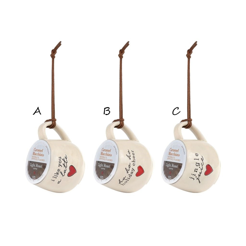 Holiday Coffee Pod Mug Ornament, 3 styles | 2.5" (sold separately)