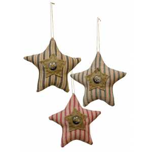 Ticking Button Star Ornaments | 4.25"