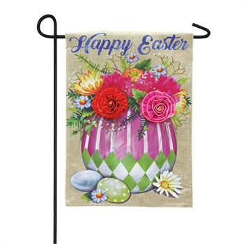 Easter Egg Flower Arrangement Burlap Garden Flag