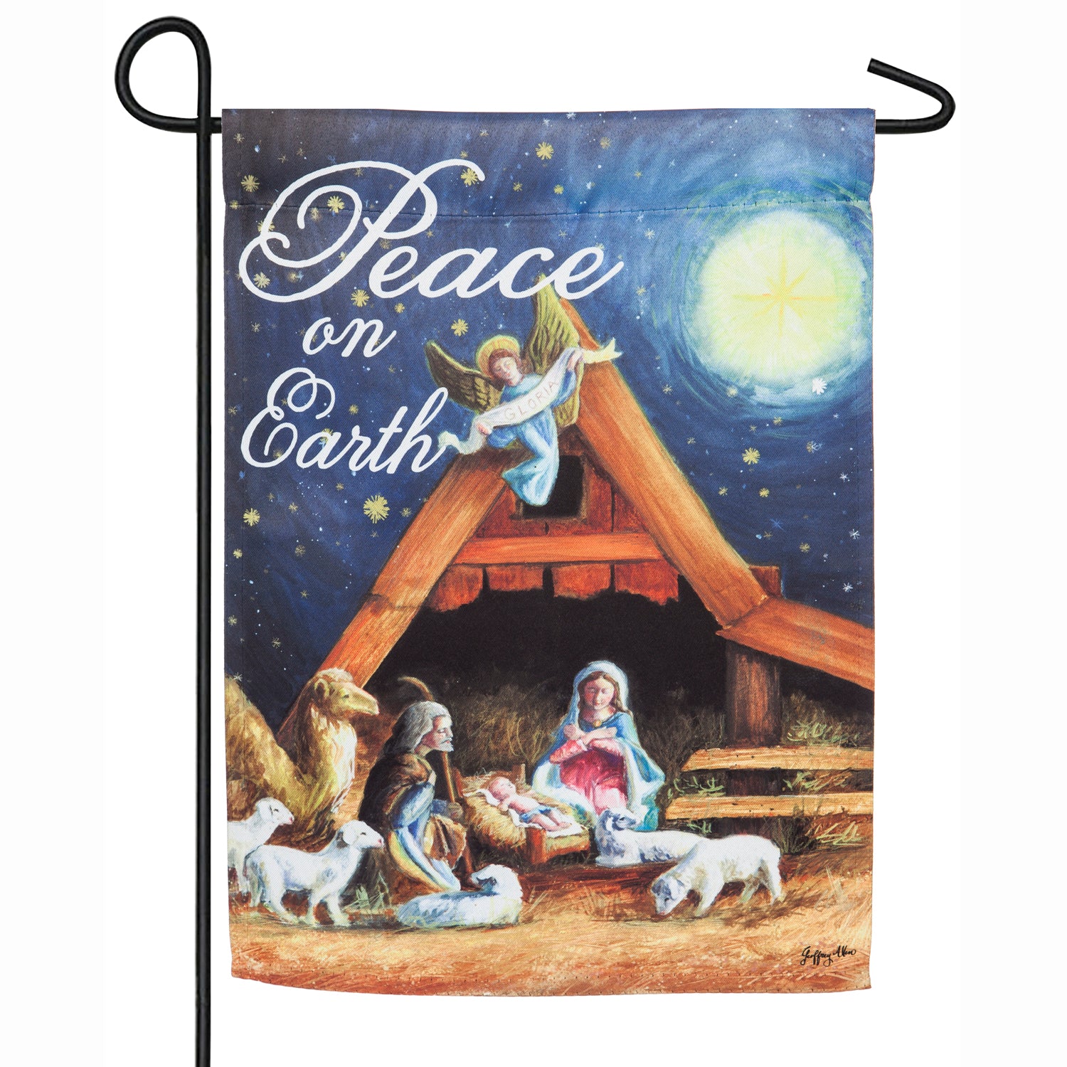 Christmas Manger Garden Suede Flag