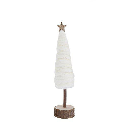 Cream Wool Christmas Tree with Star & Wood Base Small