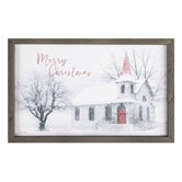 Framed Sign "Merry Christmas" Church Wall Art | 11.25 X 17.75"