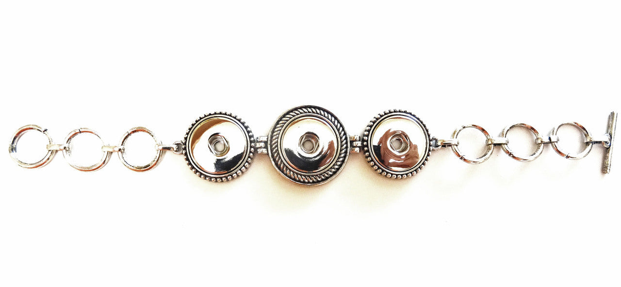 Three Snap Link Silver Bracelet