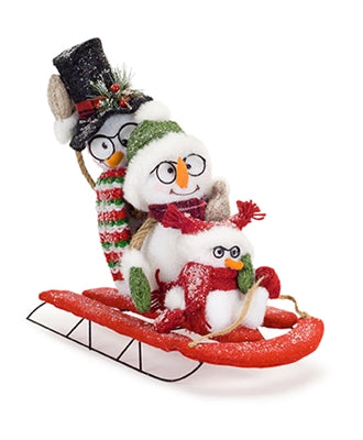 SNOWMAN FAMILY ON SLED | 15"