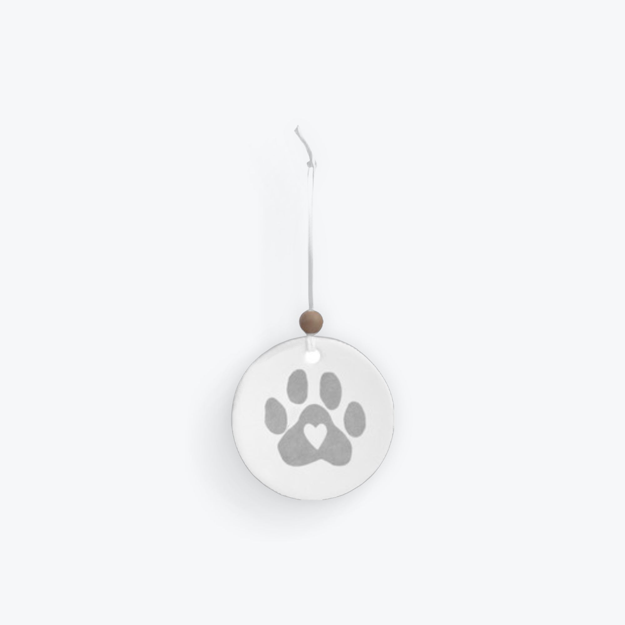 Grey Pawprint Classic White Round 2.5 Inch Earthenware Fragrance Oil Diffuser Hanging Christmas Ornament