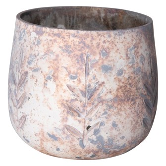 Glass Tealight Holder, Distressed Cream Finish | 2.75 x 2.75"