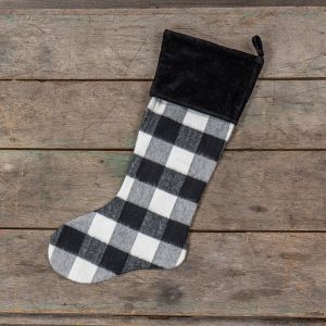 BLACK & WHITE 20" BUFFALO CHECK STOCKING