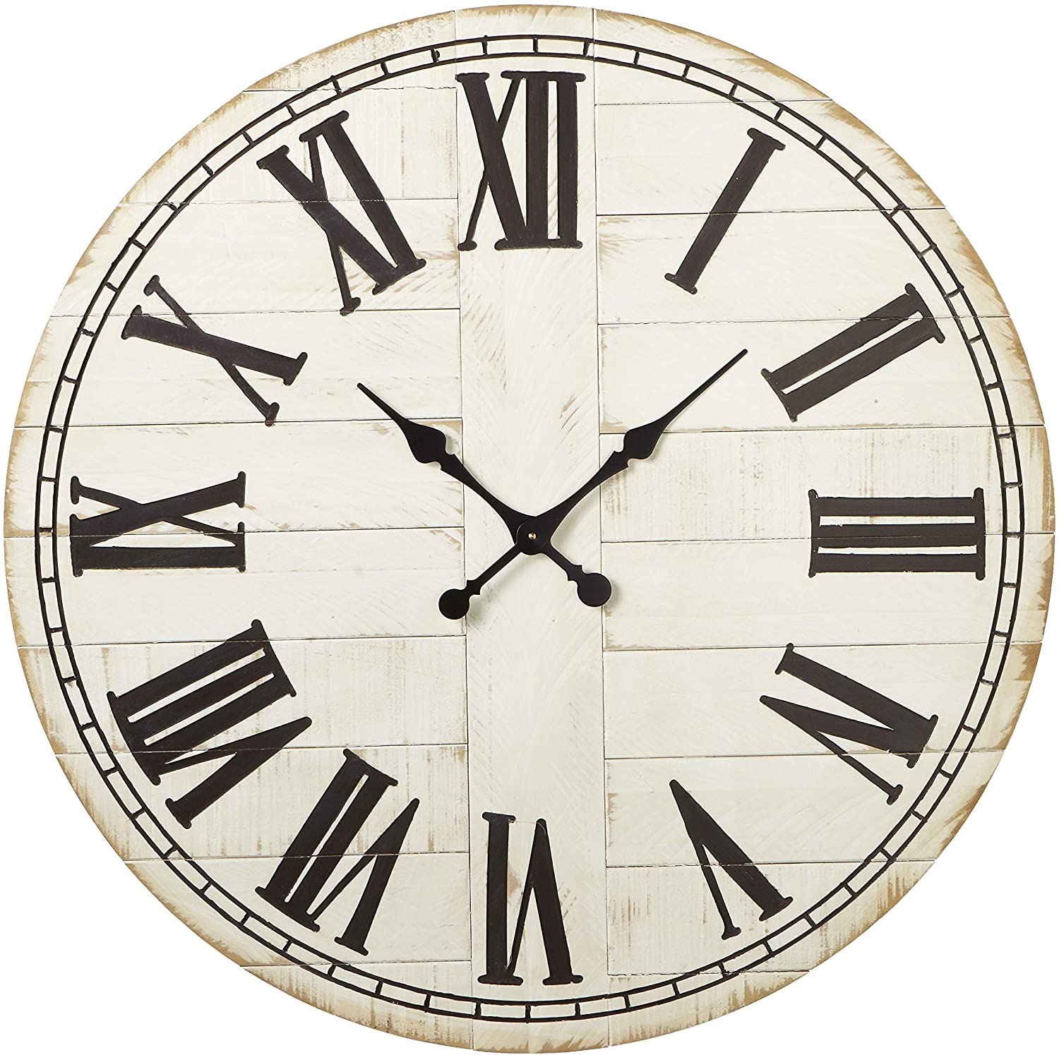 Whitewash Wall Clock w/Roman Numerals | 36"