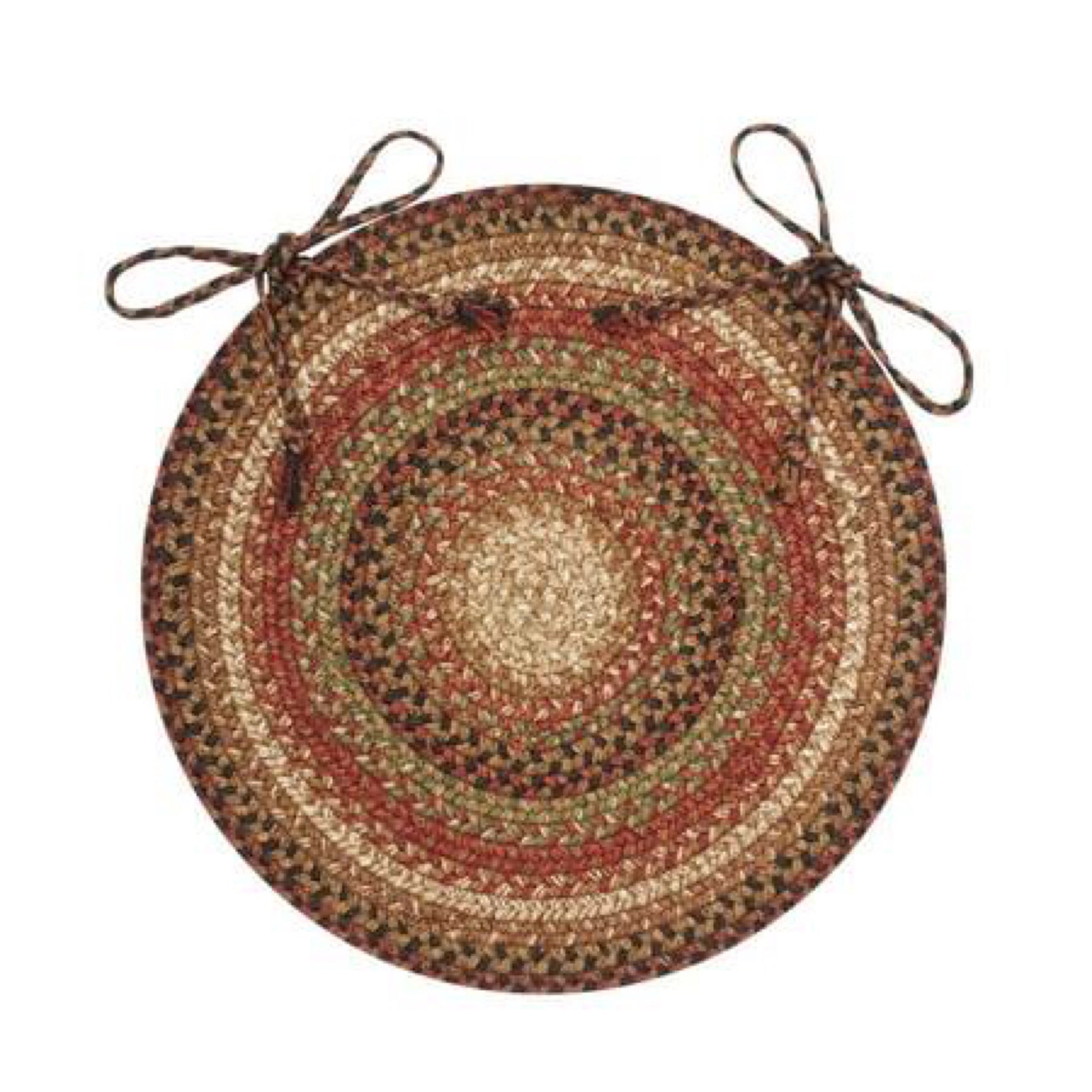 Homespice Gingerbread 15in Round ( of ) Jute Braided Brown Chair Pad