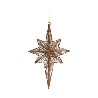 Metal Wire Moravian Star Ornament, Gold Glitter Finish | 19"