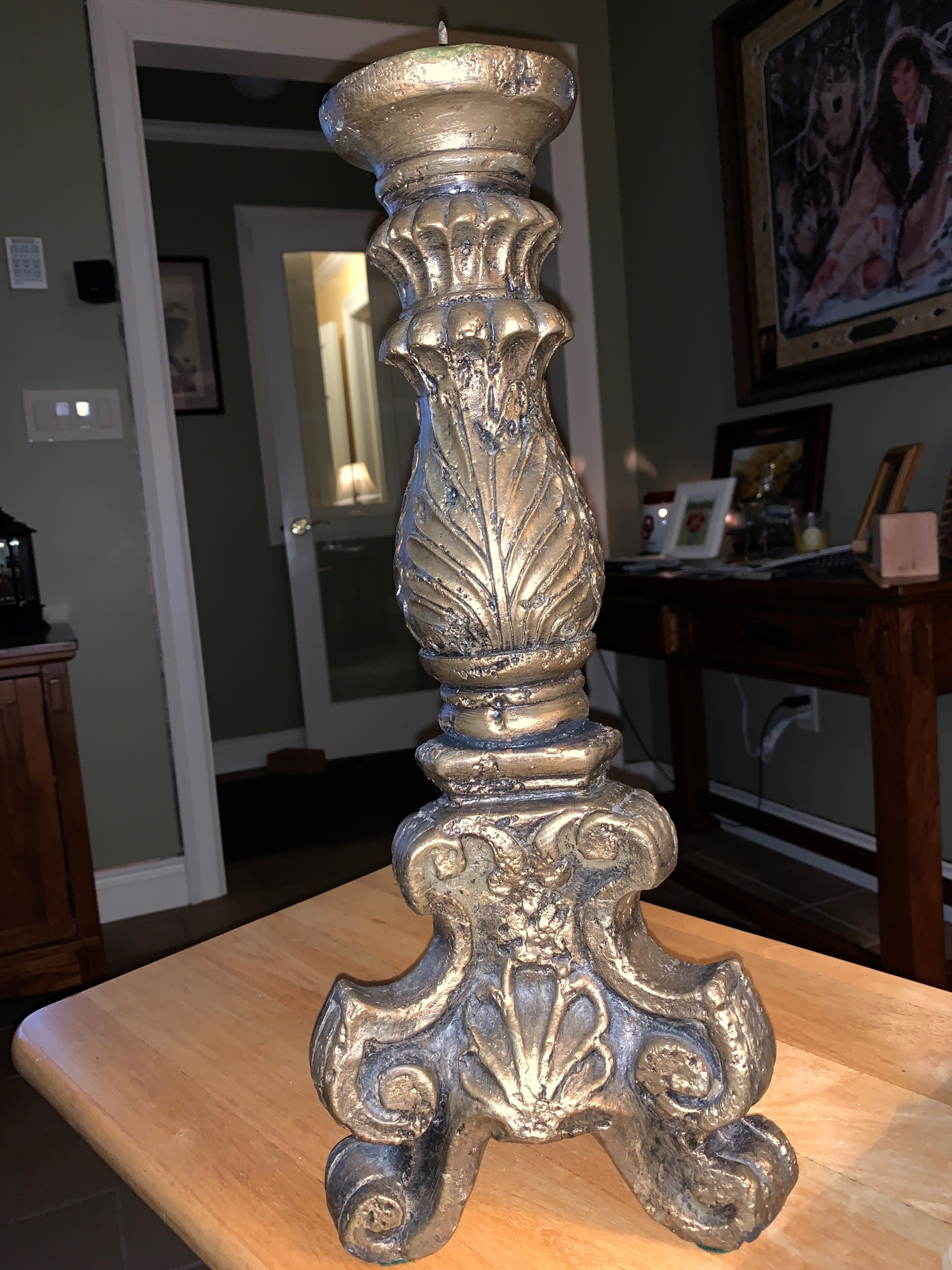 Distressed Pillar Candle Holders | 2pc Set