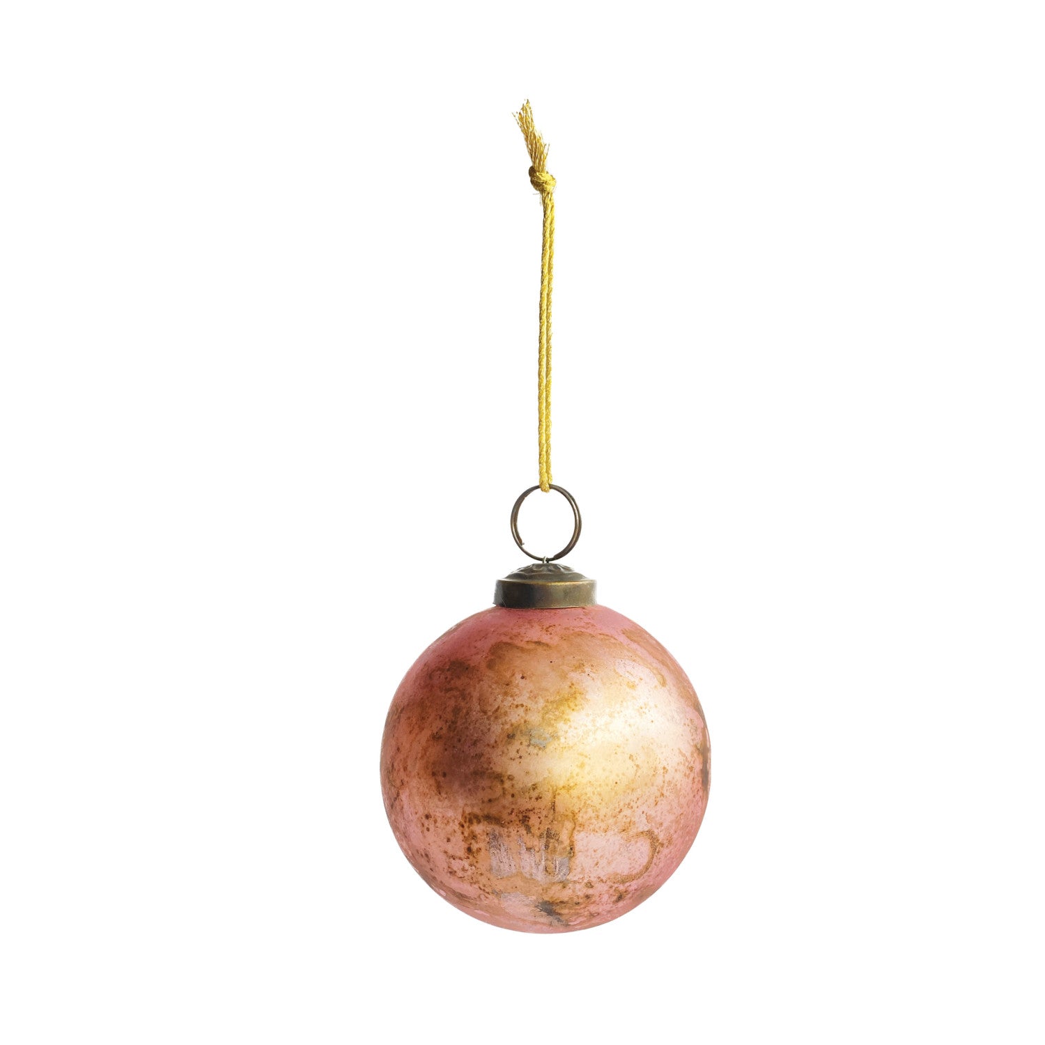 Glass Ball Ornament, Distressed Pink