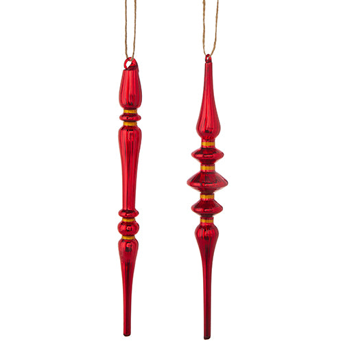 RED FINIAL ORNAMENT, 2 Asst | 9.25"
