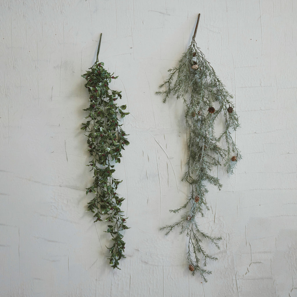 Creative Co-Op Frosted Faux Pine Spray with Pinecones
