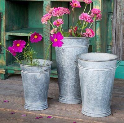 Tall 18"H Flower Bucket, w/handles
