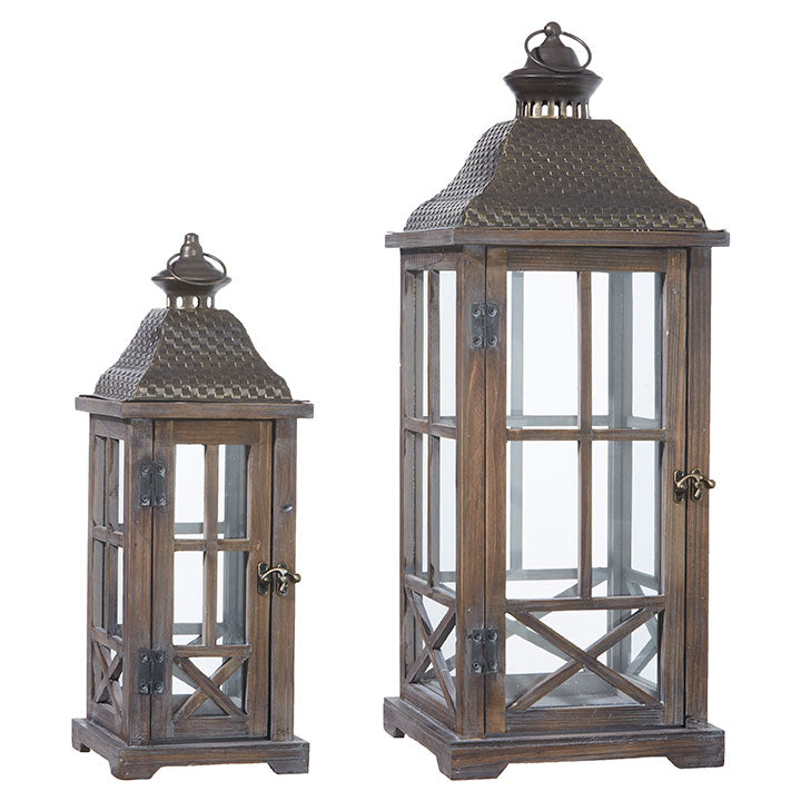 Rustic Barnwood and Glass 24" Lantern