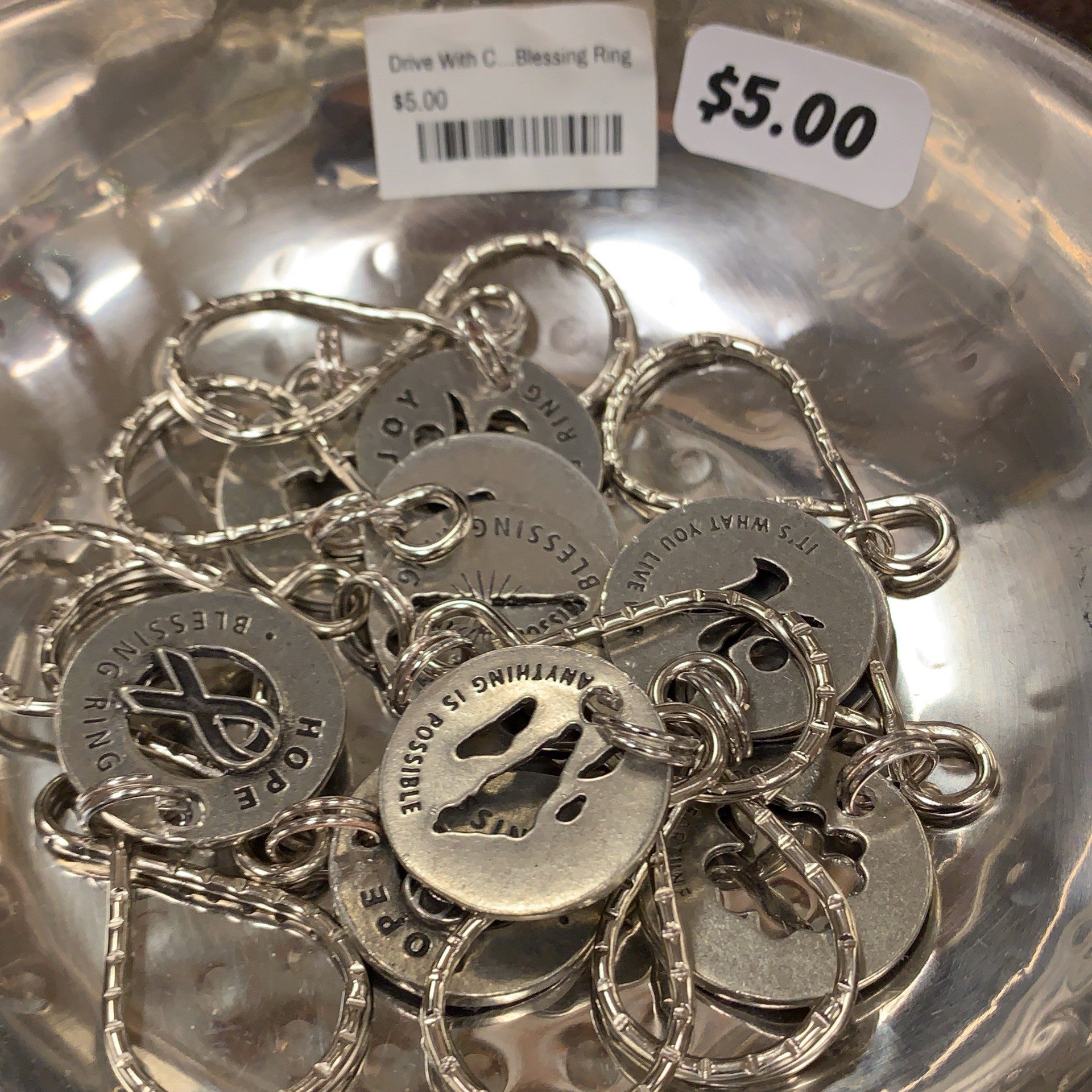 Drive With Care Blessing Rings w/Key Hoop