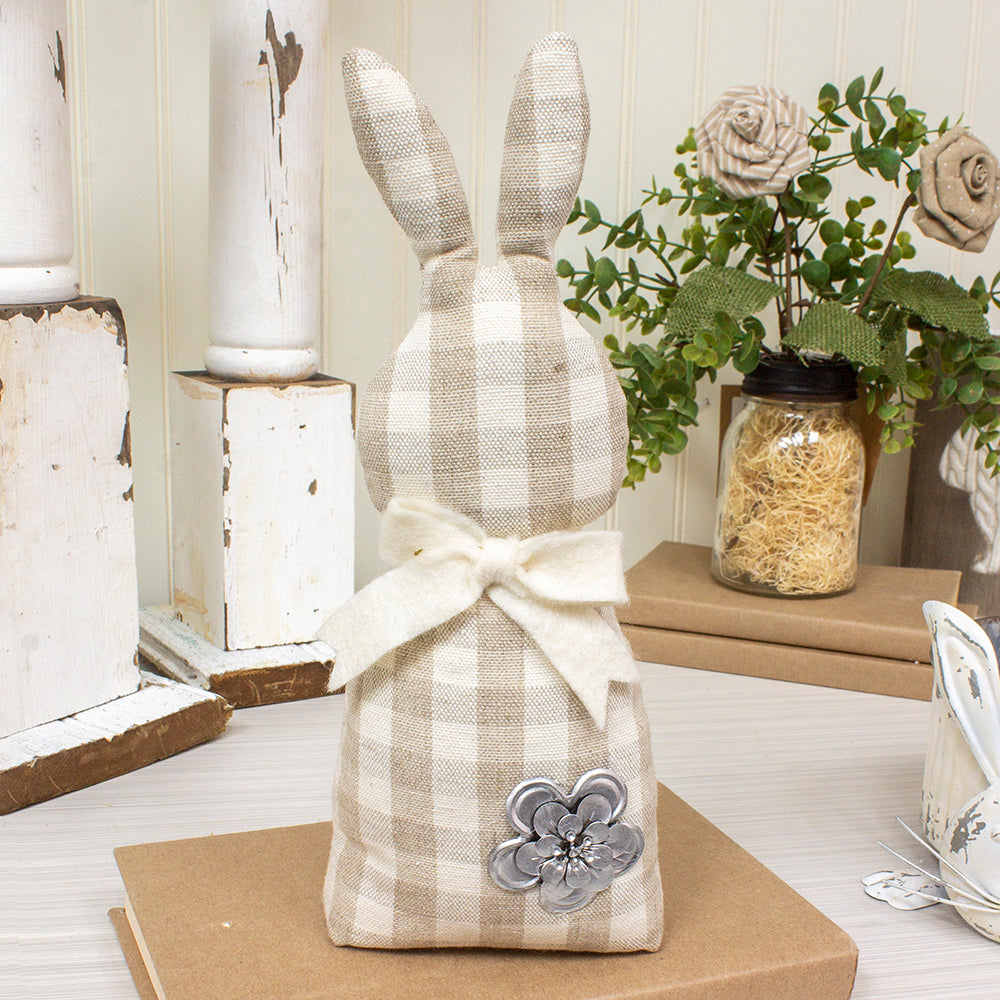 Plaid Plush Bunny w/Daisy