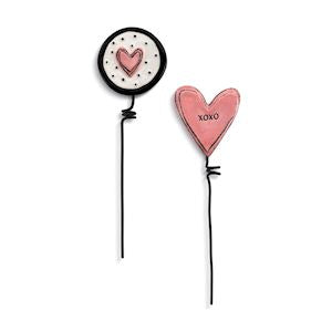 Ceramic Plant Stakes Xoxo Heart S/2