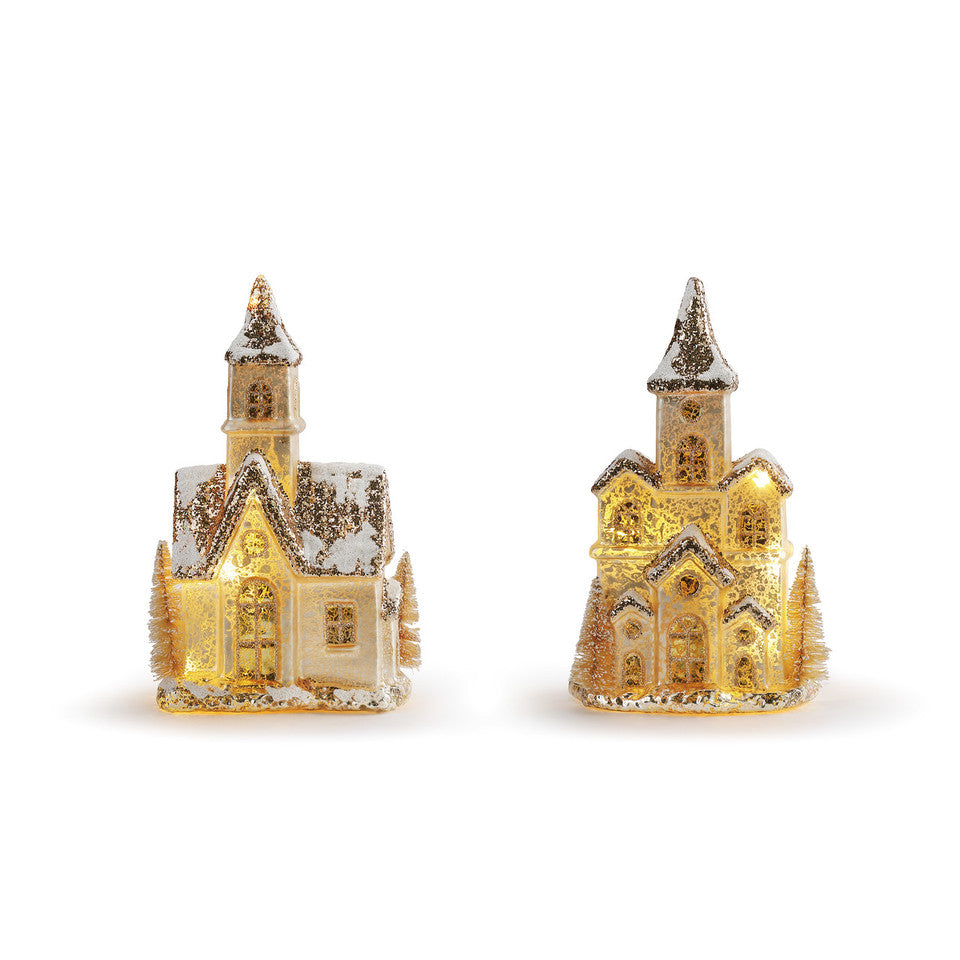 Lit Snowy Glass House Figures - 2 Assorted