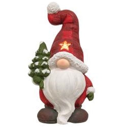 Light Up Plaid Santa Gnome w/Tree