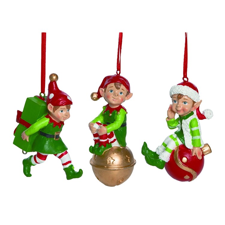 Res Jolly Elf Ornament | 3 Asst