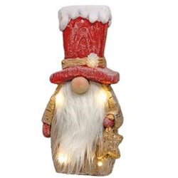 Light Up Carved Look Resin Bearded Gnome