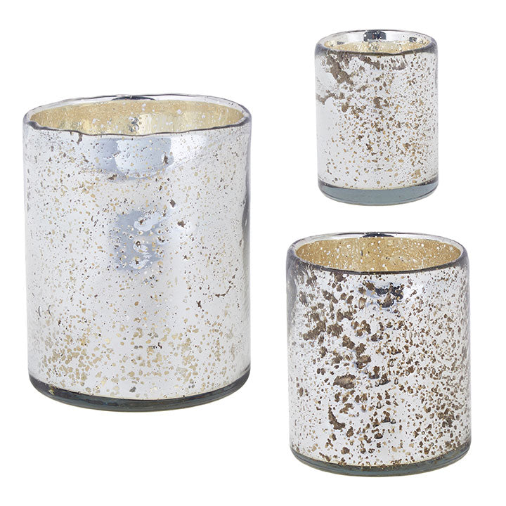 Mercury Glass Votive Candle Holder, 3pc. set | 6"