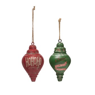 Wood Finial Ornament with Saying, 2 Styles | 5" (sold separately)