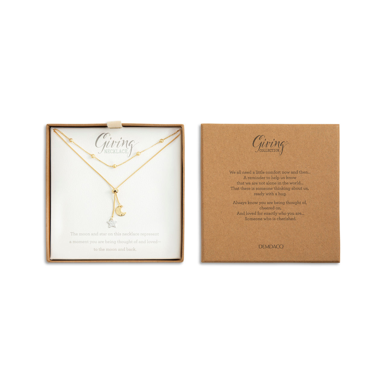Lariat Charm Necklace - Moon and Stars