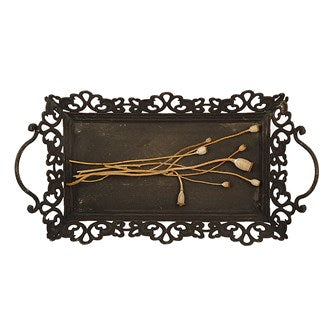 Lacey Black Metal Tray w/Handles