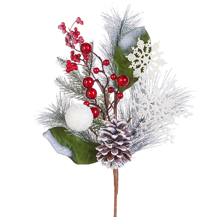 SNOWFLAKE AND BERRY SPRAY 20"