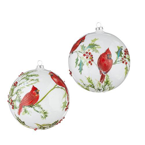 CARDINAL BALL ORNAMENT, 2 Asst | 6"