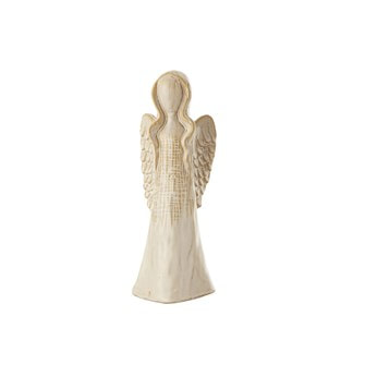 Stoneware Angel, Distressed Cream Glaze, 3 Sizes | 5"L x 4"W x 13.75"H