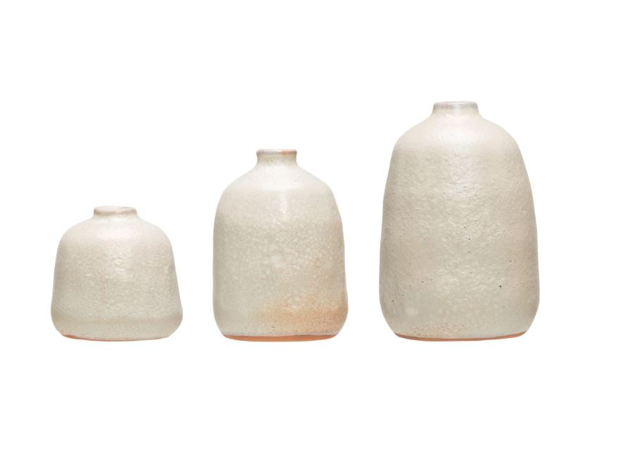Terracotta Vases with Sand Finish, Set of 3