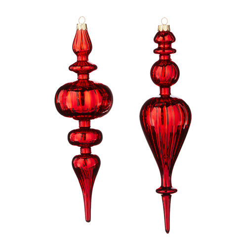RED FINIAL ORNAMENT, 2asst. | 11"