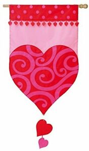 Valentines Hearts Applique House Flag | 28x44"