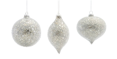 Silver Beaded Ornament, 3 Styles | 3 Sizes (sold separately)