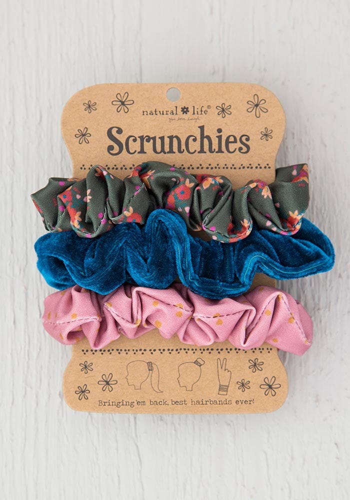Olive Floral / Boho Scrunchies