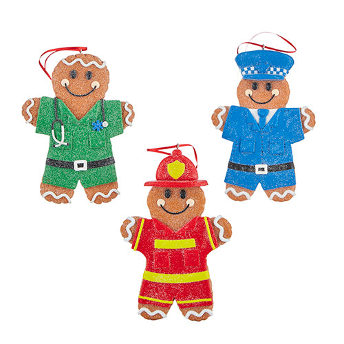 GINGERBREAD FIRST RESPONDER "DC" 5.25" ORNAMENT, 3 Asst | 5.25"