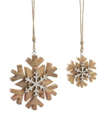 WOOD & METAL SNOWFLAKE ORNAMENT | 2 SIZES