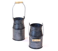 METAL MILK CAN, PEWTER FINISH