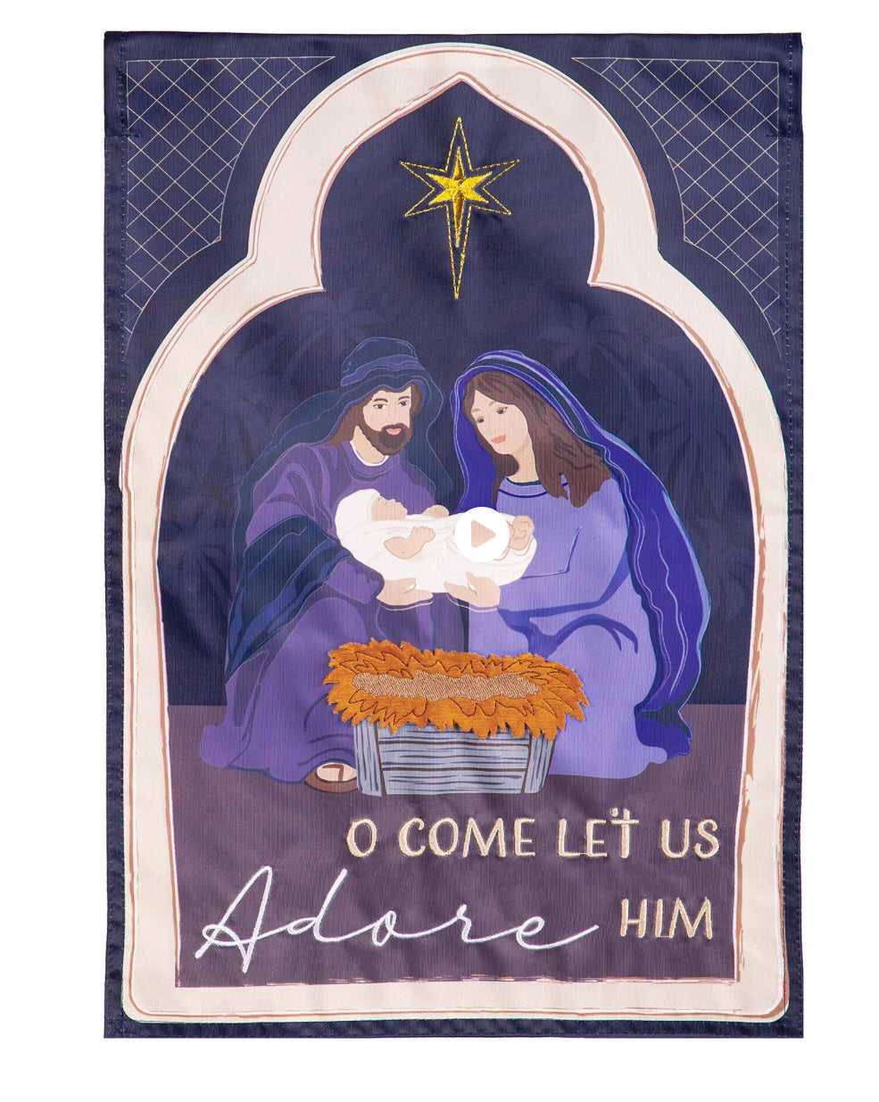 Come Let Us Adore Him Applique Garden Flag