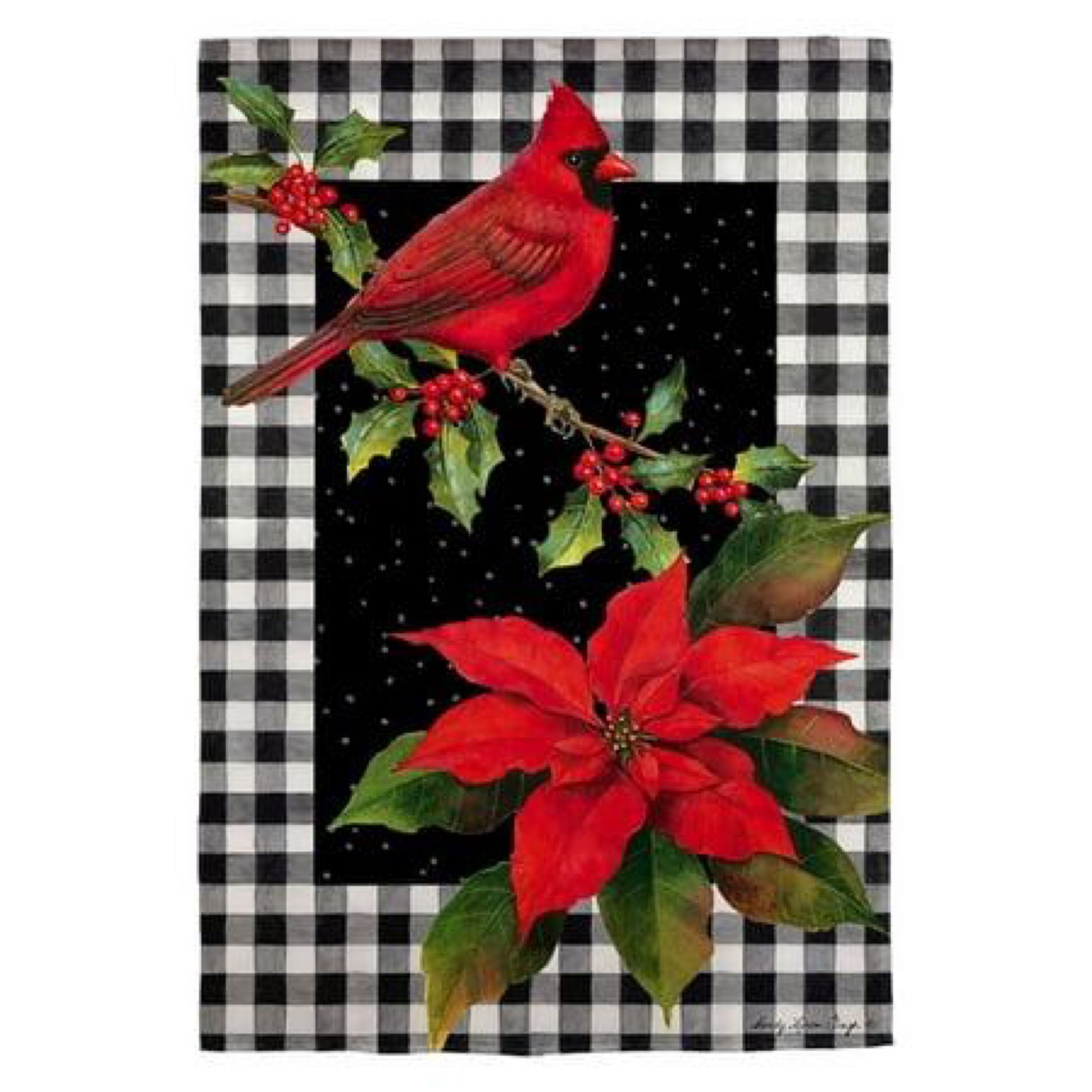 Cardinal & Holly House Suede Flag